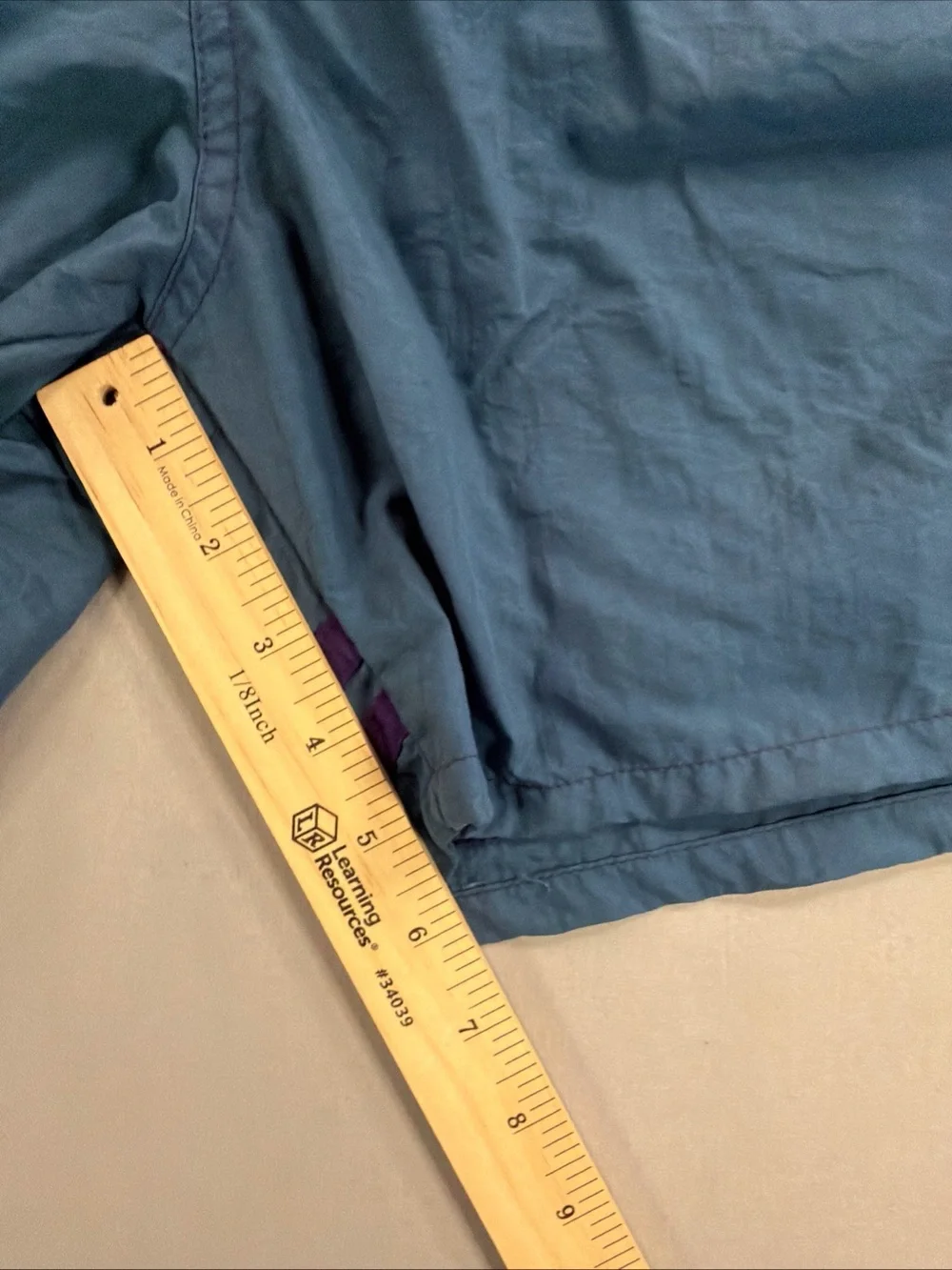 Vintage Men's Teal Elastic-Waist Swim Trunks with Embroidered Logo Patch